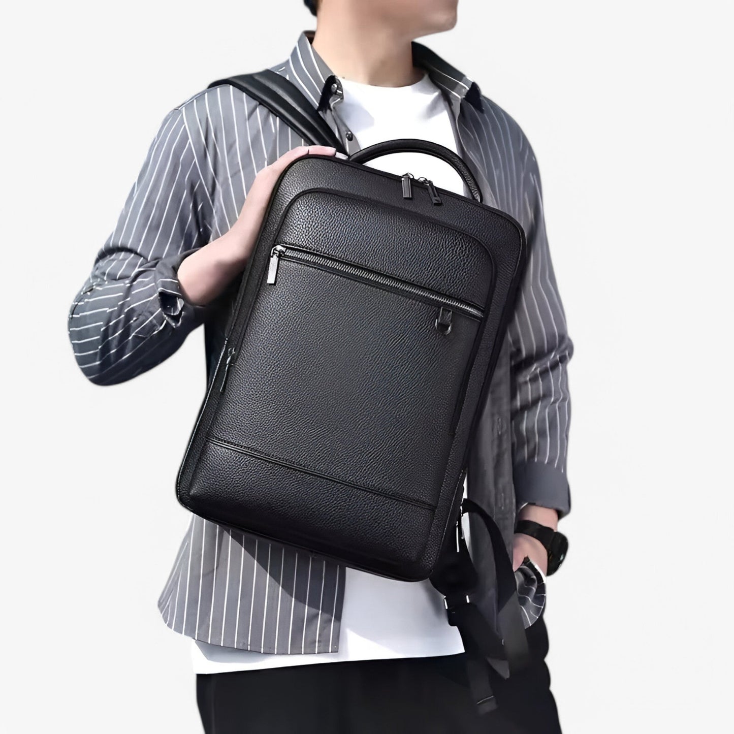 Zaino Nero Porta Laptop Uomo — Milano, immagine 5