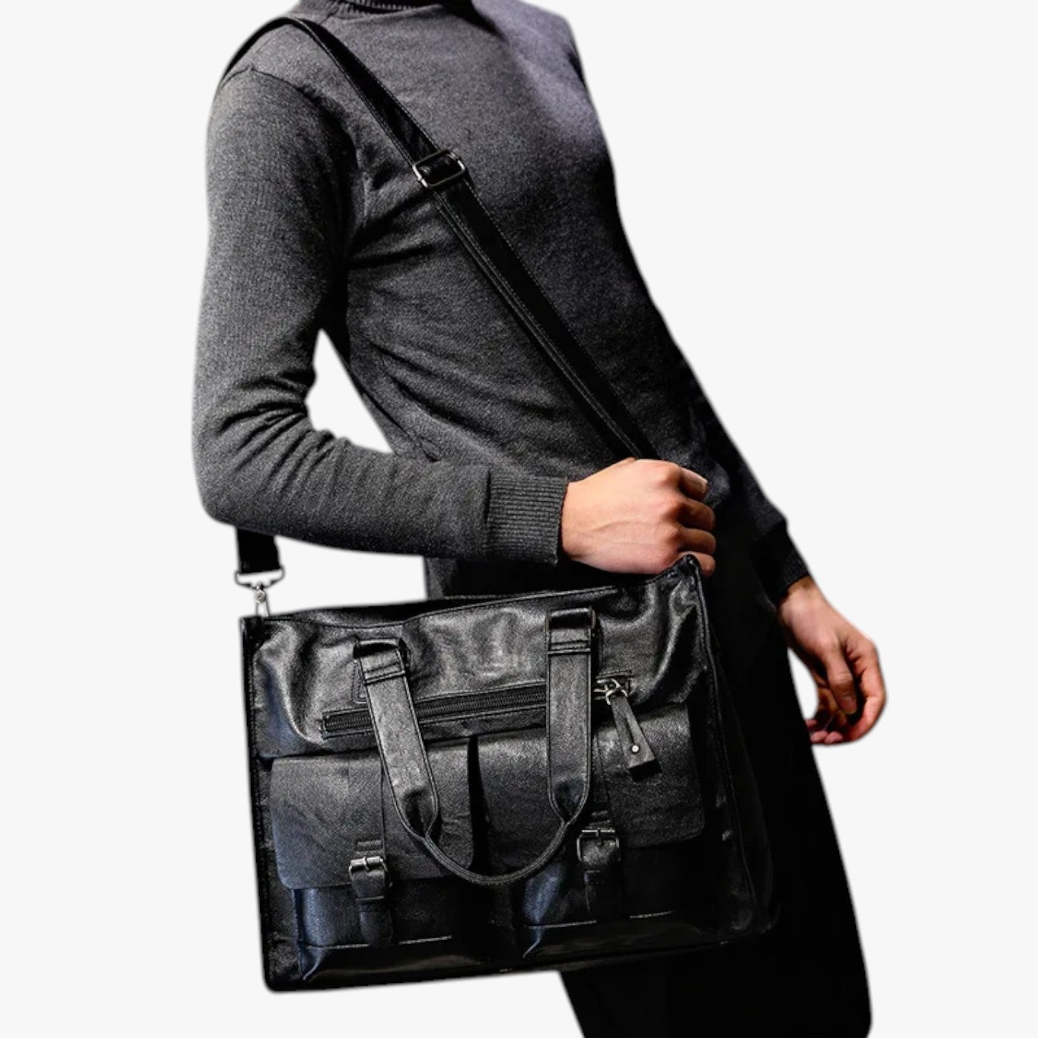 Borsa Monospalla Nera Multitasche Donna — Siena, immagine 8