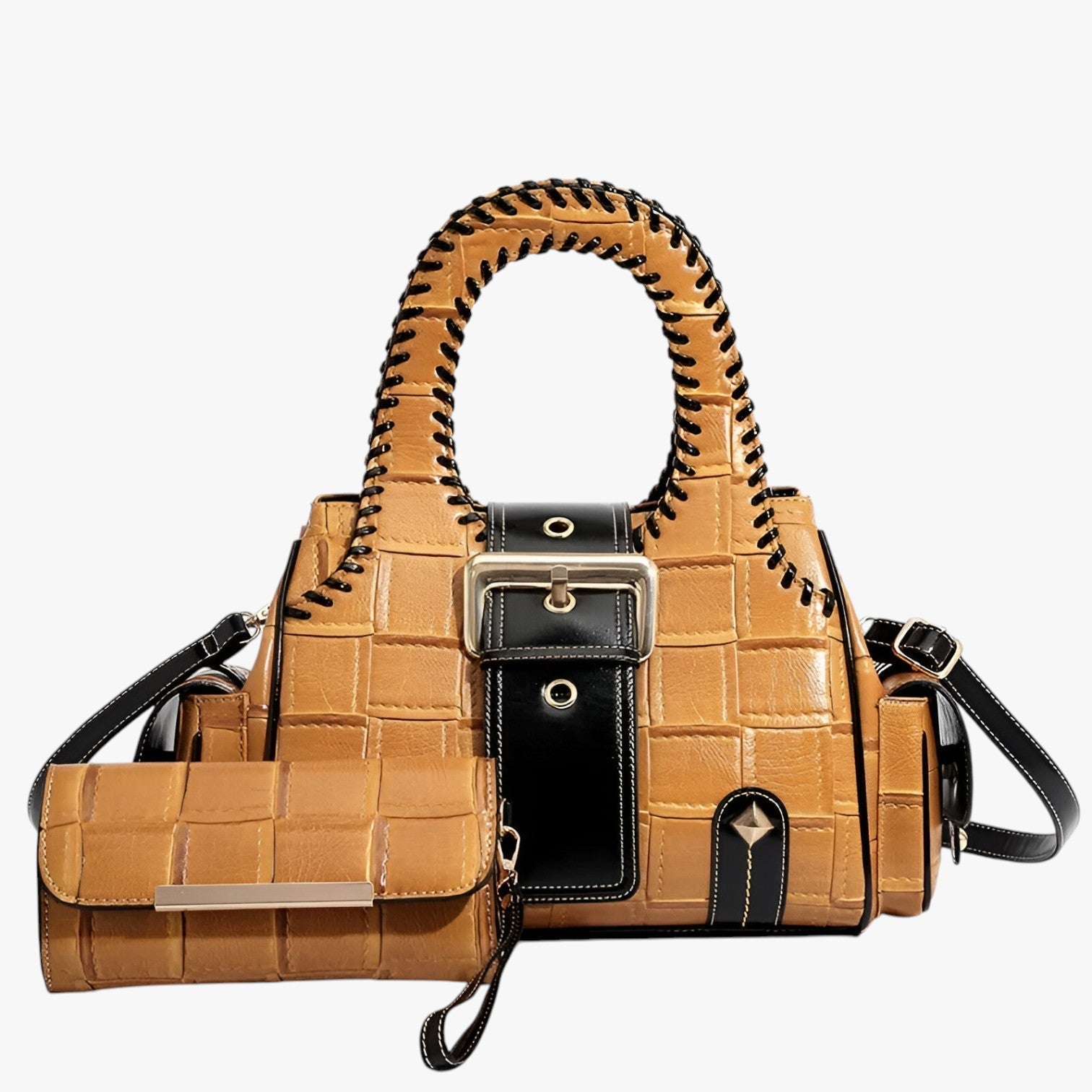 Borsa A Mano Gialla Intrecciata Donna — Solana, immagine 7