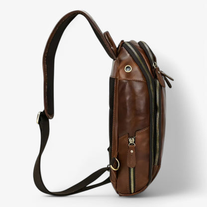 Borsa Da Petto Marrone Multiscomparto Uomo — Tempo, immagine 6