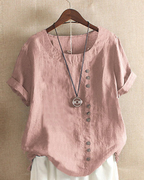 Blusa Casual Da Donna Con Bottoni E Maniche Corte, immagine 4