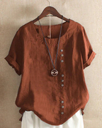 Blusa Casual Da Donna Con Bottoni E Maniche Corte, immagine 5