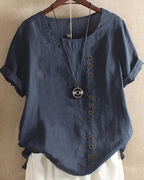 Blusa Casual Da Donna Con Bottoni E Maniche Corte, immagine 6