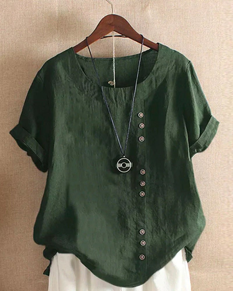 Blusa Casual Da Donna Con Bottoni E Maniche Corte, immagine 7
