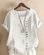 Blusa Casual Da Donna Con Bottoni E Maniche Corte, immagine 1