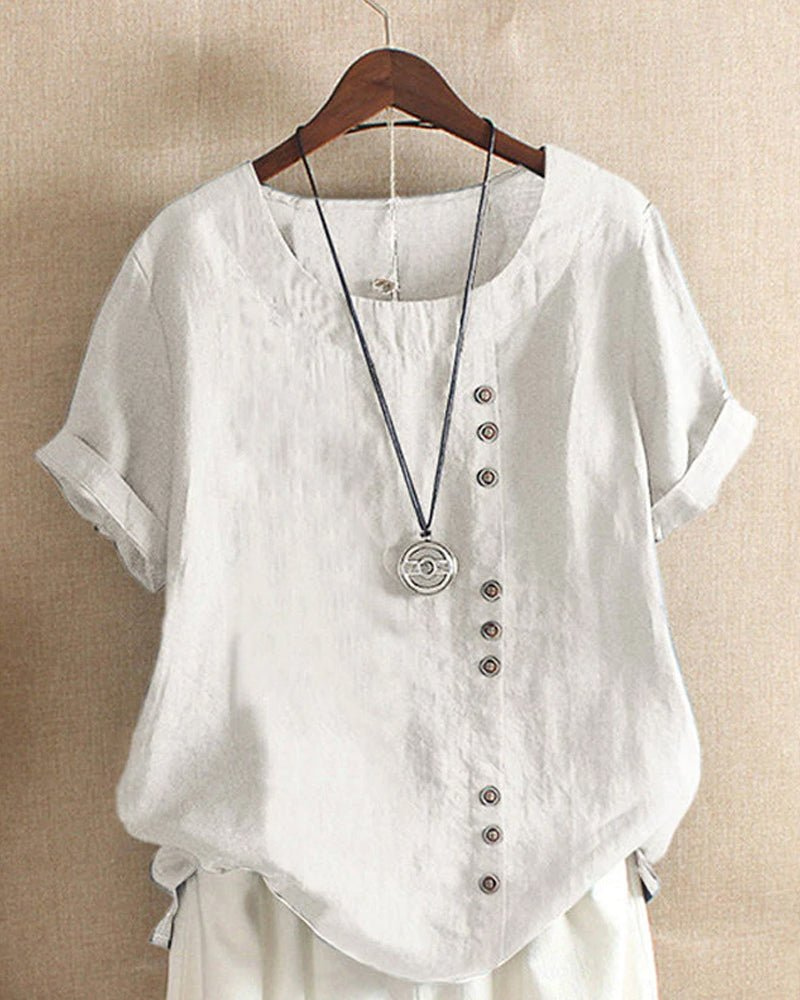 Blusa Casual Da Donna Con Bottoni E Maniche Corte, immagine 1