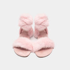 Sandali Rosa Da Donna In Visone Con Fascia, Lacci E Memory Foam, immagine 3