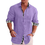 Camicia Casual Da Uomo A Maniche Lunghe Con Dettagli A Contrasto, immagine 2