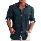 Camicia Casual Da Uomo A Maniche Lunghe Con Dettagli A Contrasto, immagine 3
