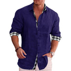 Camicia Casual Da Uomo A Maniche Lunghe Con Dettagli A Contrasto, immagine 4