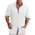 Camicia Casual Da Uomo A Maniche Lunghe Con Dettagli A Contrasto, immagine 5