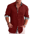 Camicia Casual Da Uomo A Maniche Lunghe Con Dettagli A Contrasto, immagine 7