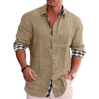 Camicia Casual Da Uomo A Maniche Lunghe Con Dettagli A Contrasto, immagine 8