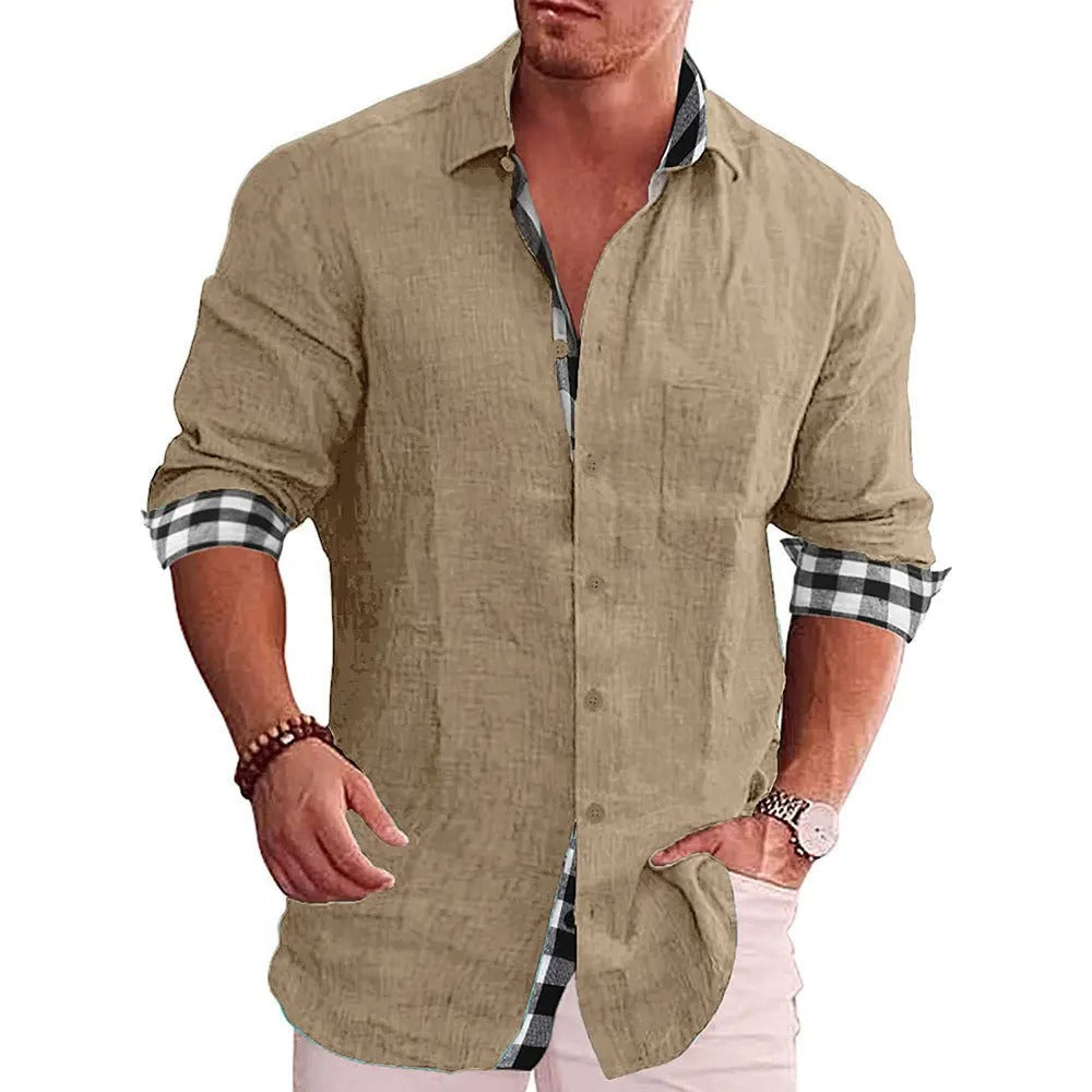 Camicia Casual Da Uomo A Maniche Lunghe Con Dettagli A Contrasto, immagine 8
