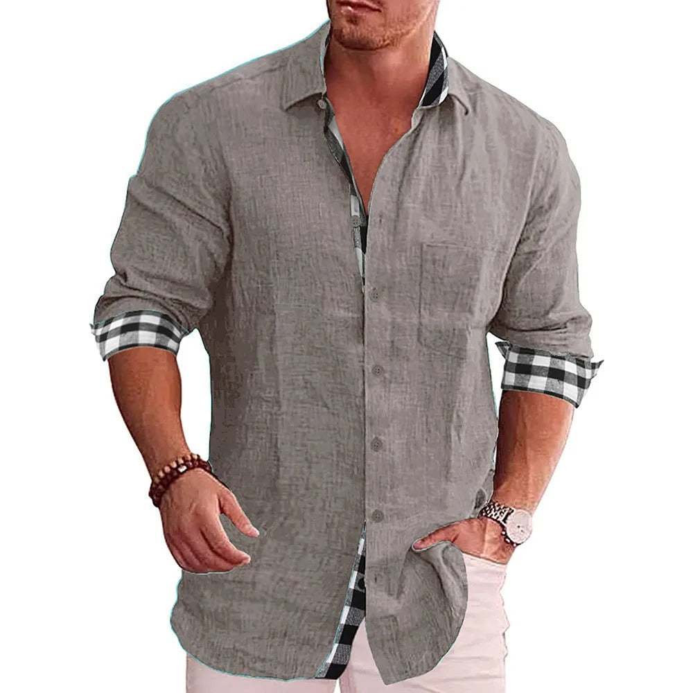 Camicia Casual Da Uomo A Maniche Lunghe Con Dettagli A Contrasto, immagine 9