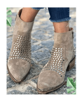 Stivaletti Da Donna Kaki Con Borchie, Punta Affusolata E Zip, immagine 1