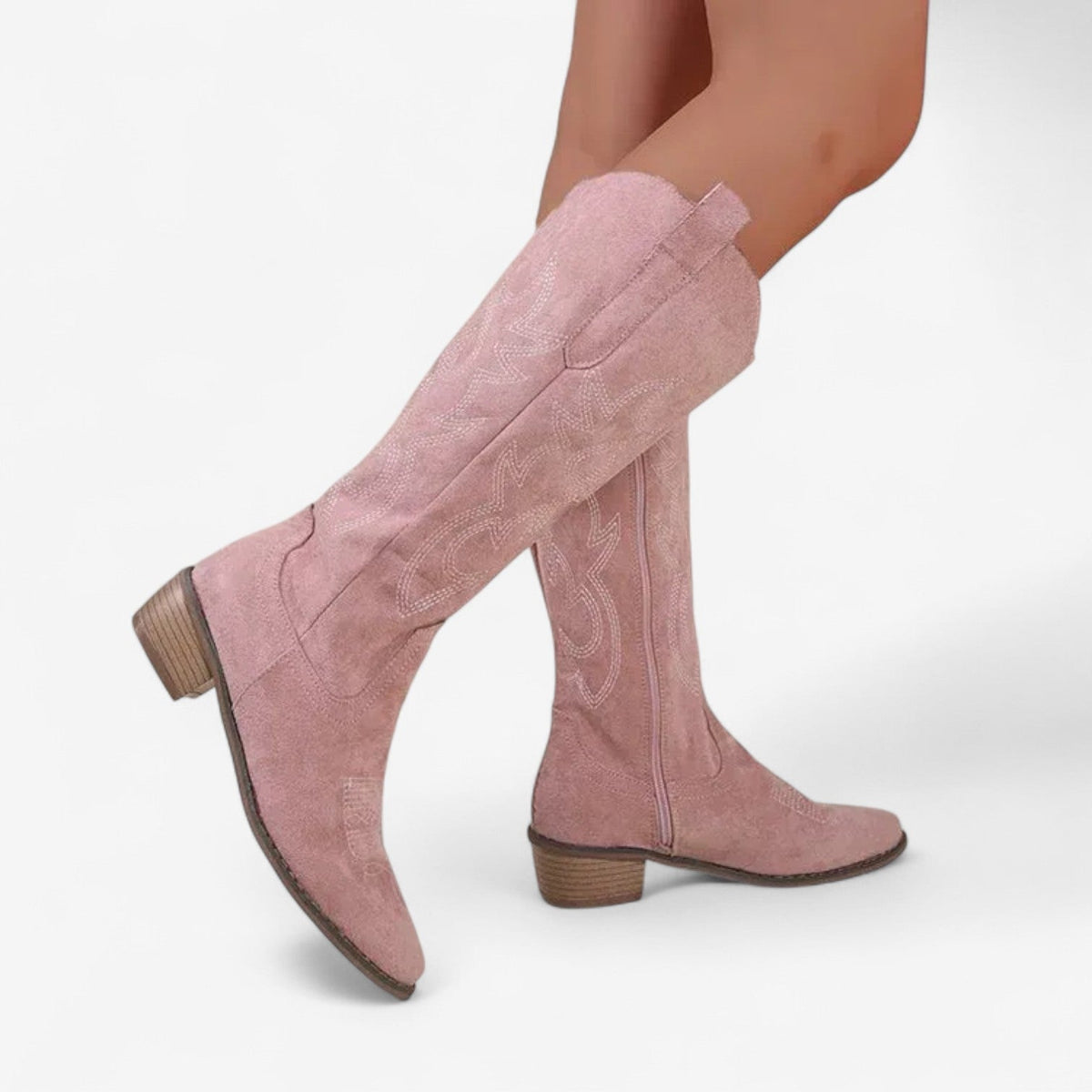 Stivali Cowboy Da Donna Con Ricami, Zip E Tacco Basso, immagine 3