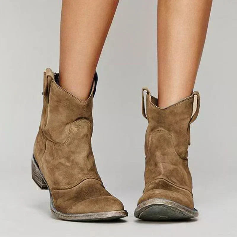 Stivaletti Western Da Donna Con Tacco Basso E Finitura Vintage, immagine 4