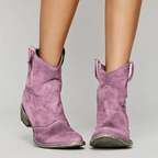 Stivaletti Western Da Donna Con Tacco Basso E Finitura Vintage, immagine 5