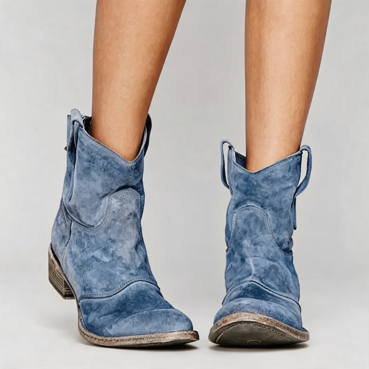 Stivaletti Western Da Donna Con Tacco Basso E Finitura Vintage, immagine 1