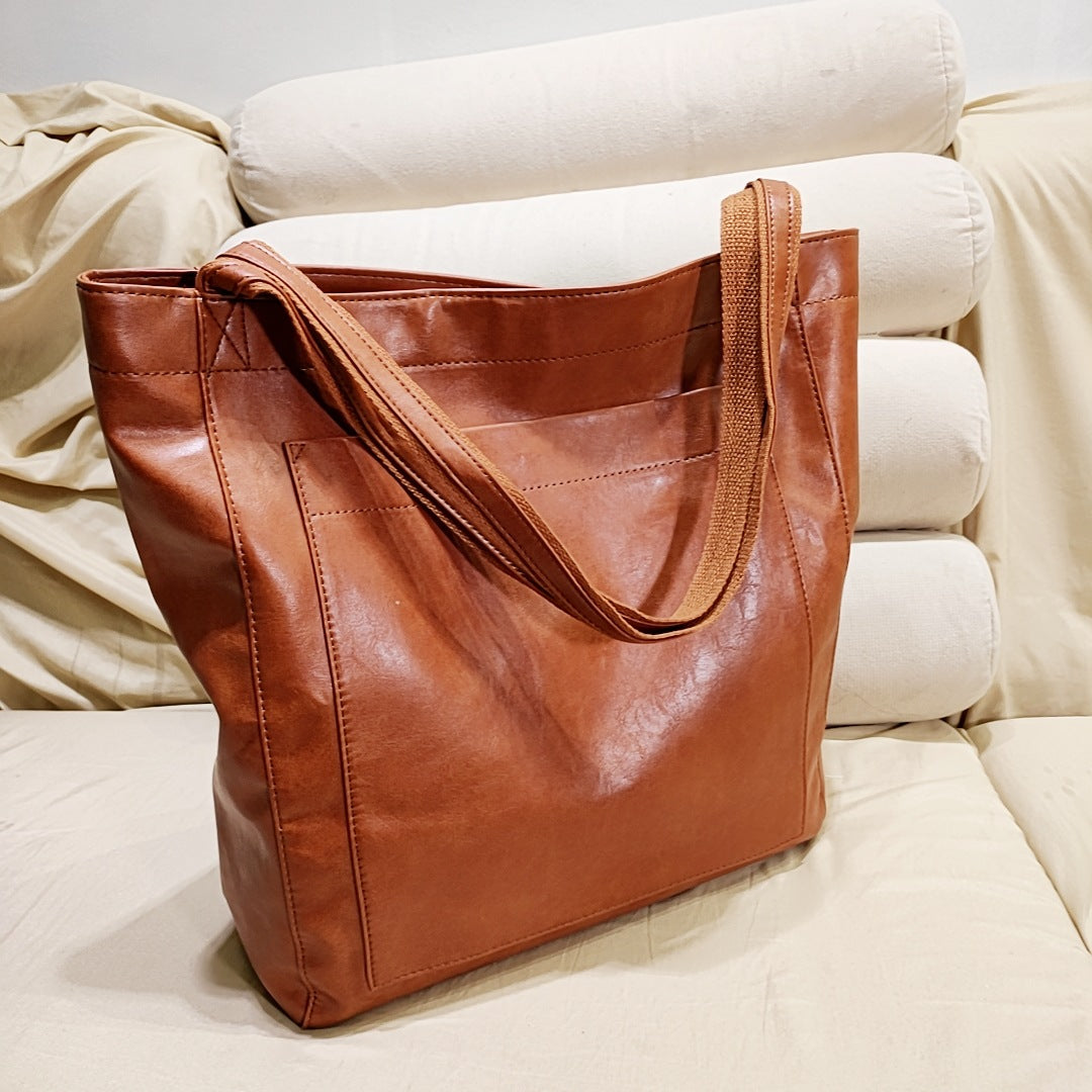 Borsa Tote Marrone Con Chiusura Donna — Matera, immagine 5