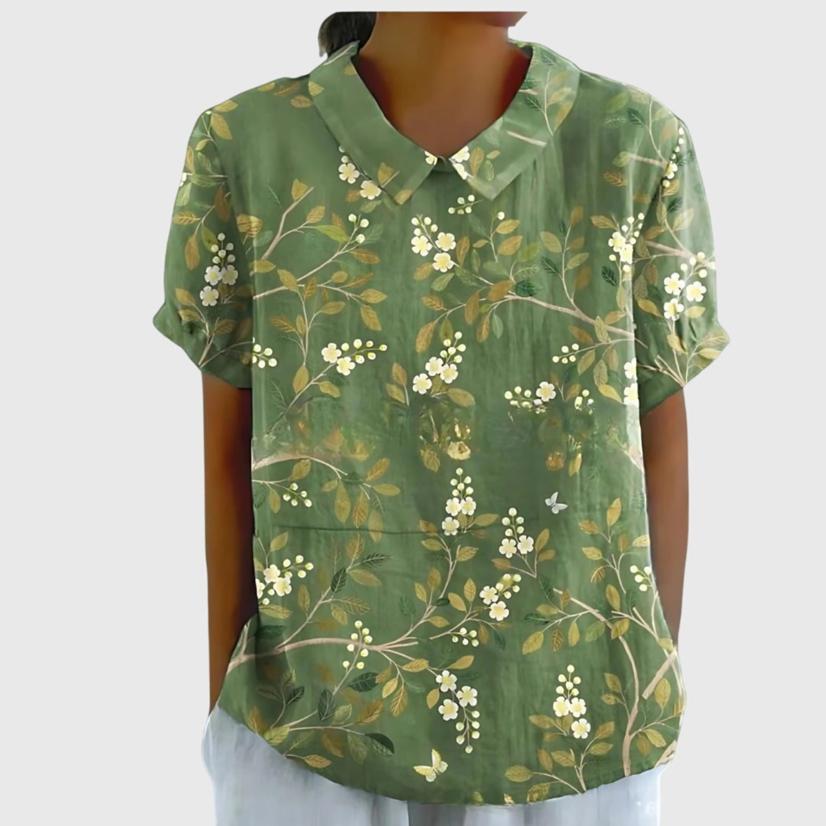 Blusa Floreale Da Donna Con Colletto E Maniche Corte, immagine 11