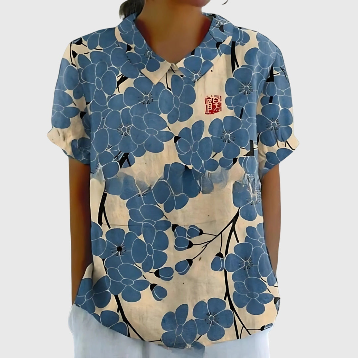 Blusa Floreale Da Donna Con Colletto E Maniche Corte, immagine 13