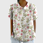 Blusa Floreale Da Donna Con Colletto E Maniche Corte, immagine 3