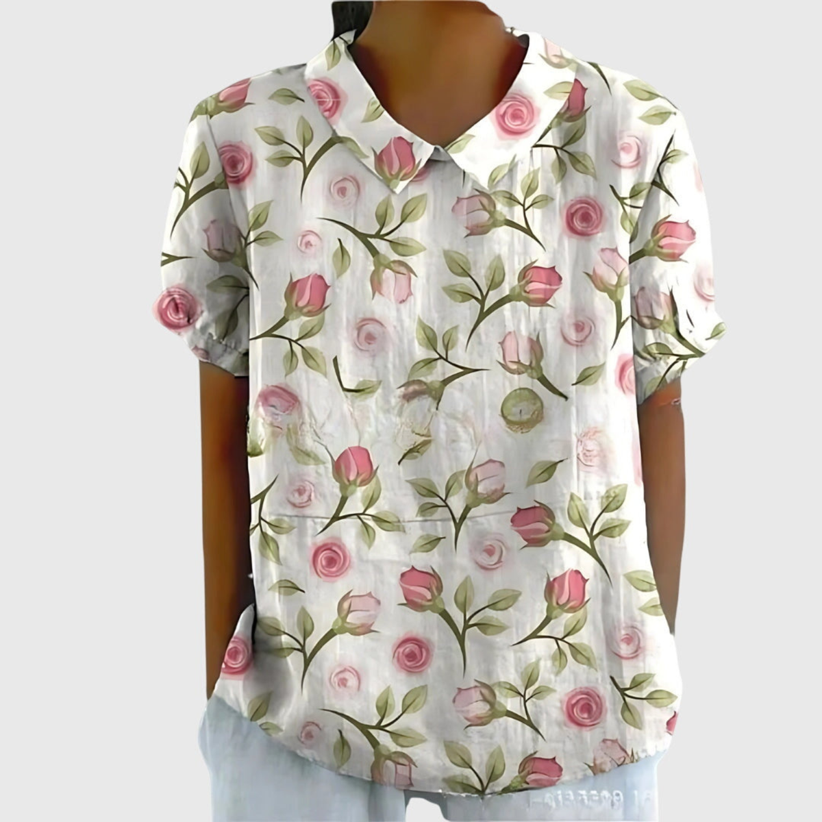 Blusa Floreale Da Donna Con Colletto E Maniche Corte, immagine 3