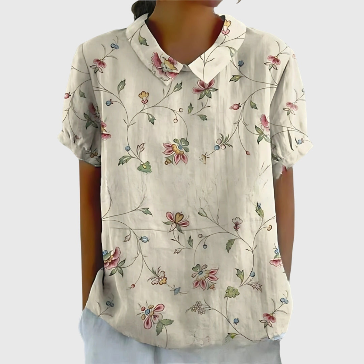 Blusa Floreale Da Donna Con Colletto E Maniche Corte, immagine 4