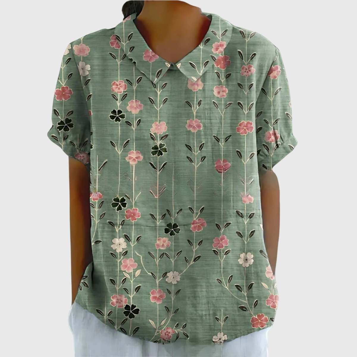 Blusa Floreale Da Donna Con Colletto E Maniche Corte, immagine 8