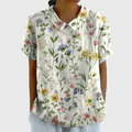 Blusa Floreale Da Donna Con Colletto E Maniche Corte, immagine 1