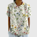 Blusa Floreale Da Donna Con Colletto E Maniche Corte, immagine 1