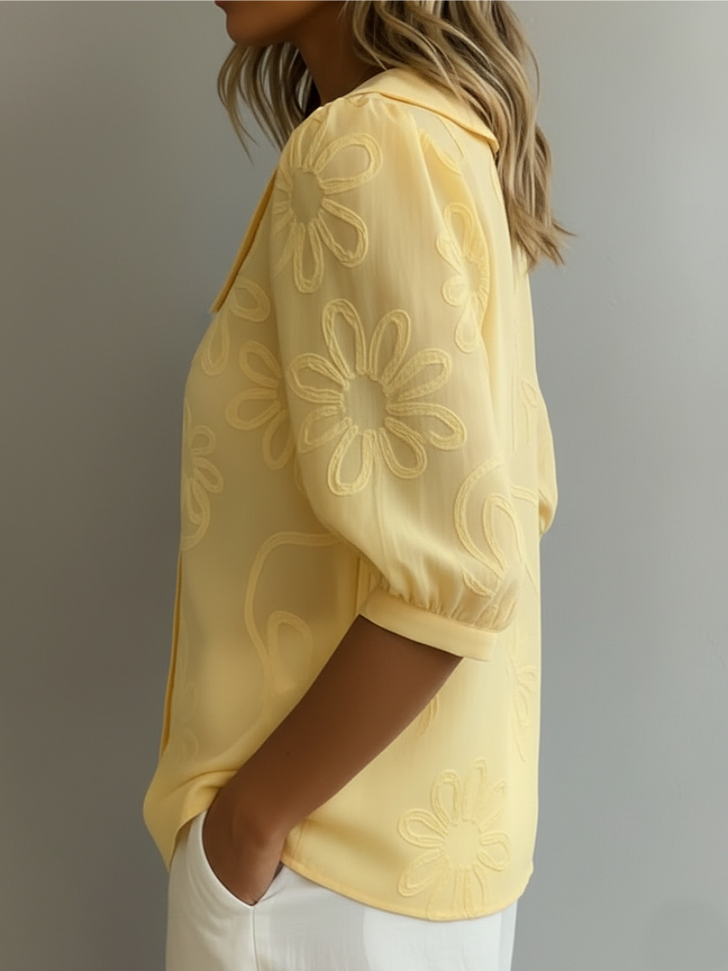 Blusa Floreale Da Donna Con Scollo Rotondo E Maniche Tre Quarti, immagine 2