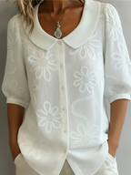 Blusa Floreale Da Donna Con Scollo Rotondo E Maniche Tre Quarti, immagine 3