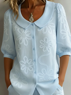 Blusa Floreale Da Donna Con Scollo Rotondo E Maniche Tre Quarti, immagine 4