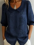 Blusa Floreale Da Donna Con Scollo Rotondo E Maniche Tre Quarti, immagine 6