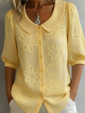 Blusa Floreale Da Donna Con Scollo Rotondo E Maniche Tre Quarti, immagine 1