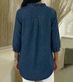 Blusa Da Donna Con Scollo A V Ruches E Maniche Tre Quarti, immagine 3