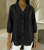 Blusa Da Donna Con Scollo A V Ruches E Maniche Tre Quarti, immagine 5