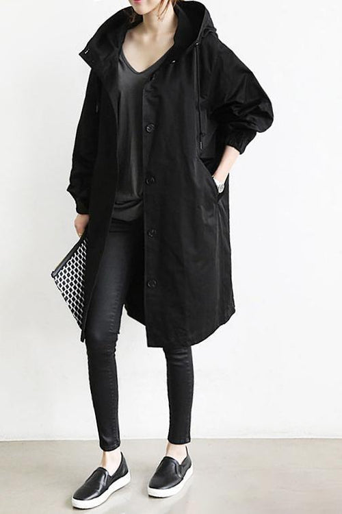Trench Oversize Da Donna Con Cappuccio E Tasche, immagine 2