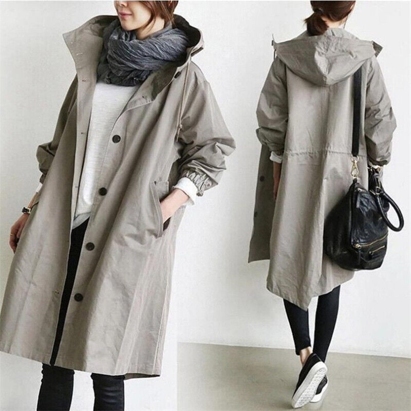 Trench Oversize Da Donna Con Cappuccio E Tasche, immagine 9