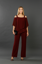 Completo Elegante Da Donna Con Blusa E Pantaloni A Gamba Larga, immagine 1
