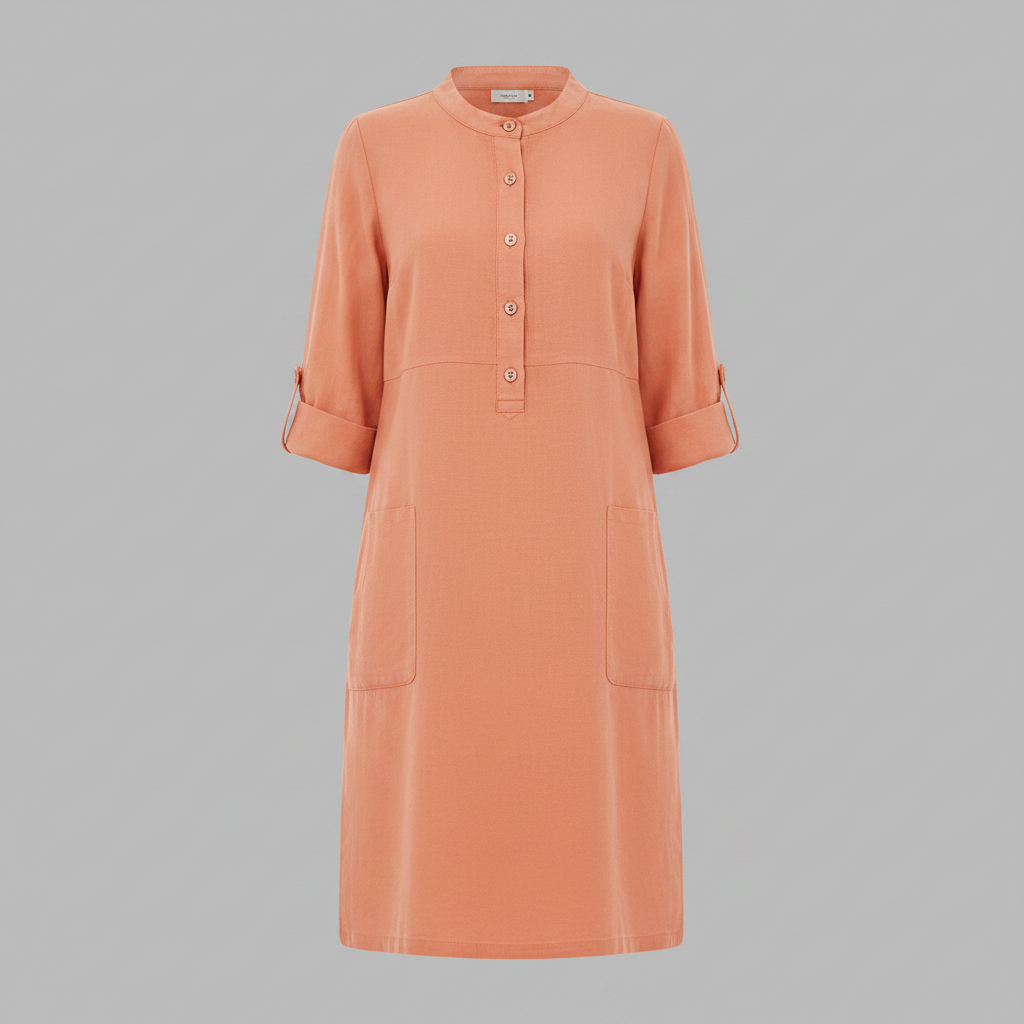 Abito Midi Casual Da Donna Con Colletto E Maniche Tre Quarti, immagine 5