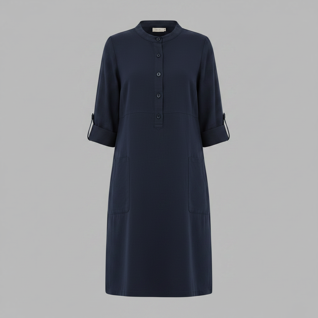 Abito Midi Casual Da Donna Con Colletto E Maniche Tre Quarti, immagine 8