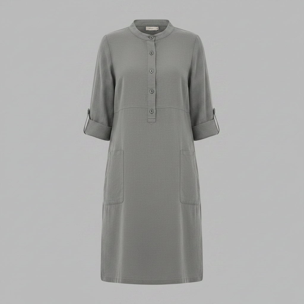 Abito Midi Casual Da Donna Con Colletto E Maniche Tre Quarti, immagine 6