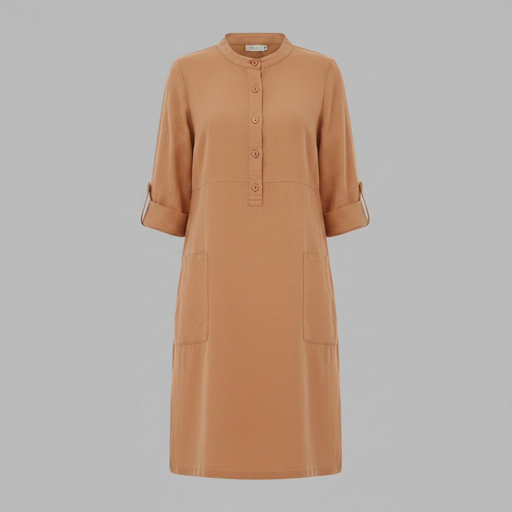 Abito Midi Casual Da Donna Con Colletto E Maniche Tre Quarti, immagine 7