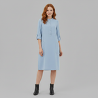 Abito Midi Casual Da Donna Con Colletto E Maniche Tre Quarti, immagine 4