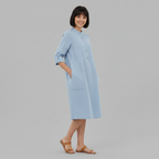 Abito Midi Casual Da Donna Con Colletto E Maniche Tre Quarti, immagine 3