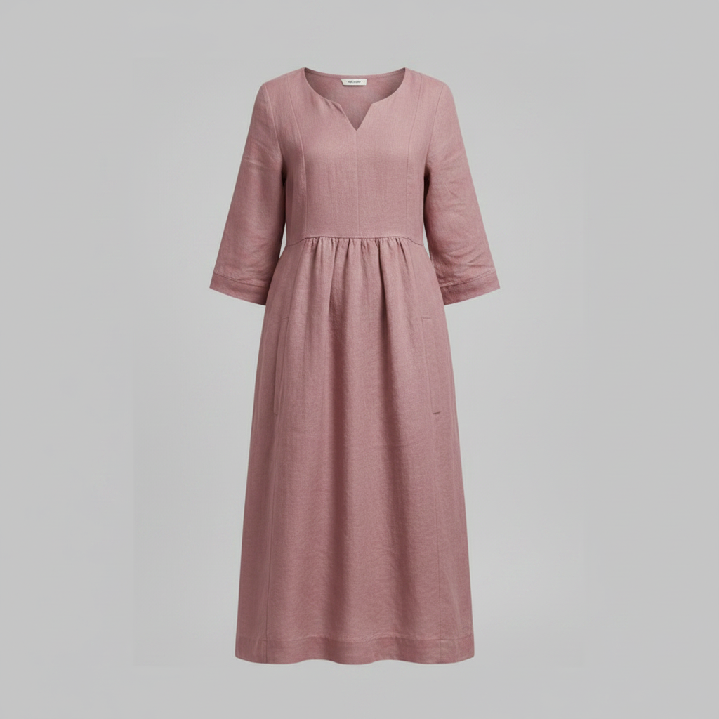 Abito Midi Elegante Da Donna Con Scollo A V E Maniche Tre Quarti, immagine 5